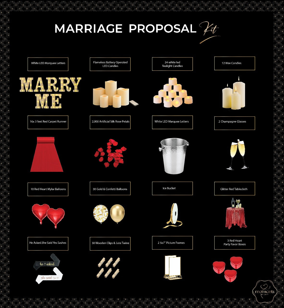Moments by Keff Marriage Proposal Kit – Luxury All-in-One Engagement Decoration Set